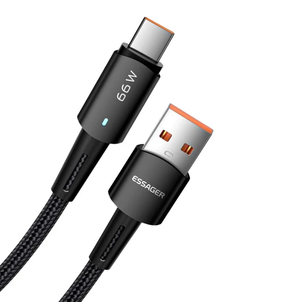 Essager 1 Metre 66W 6A USB to Type-C Süper Hızlı Data Şarj Kablosu, Ultra Dayanıklı Şarj ve Data Kablosu ürün görseli 1