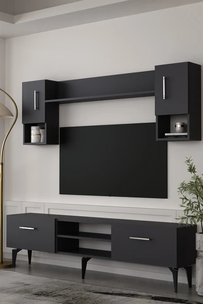 Dekortis Home Dekor 180DHDTÜR2AG EROS TV ÜNİTESİ TAKIM ANTRASİT-GÜMÜŞ ürün görseli 1