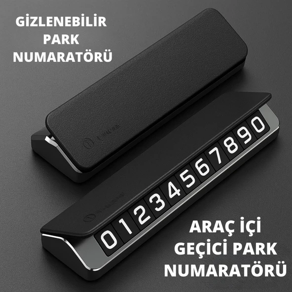 Polham Deri ve Metal Araç İçi Geçici Park Telefon Numaratörü, Gizlenebilir Numaratör, Manyetik Numaralı ürün görseli 1