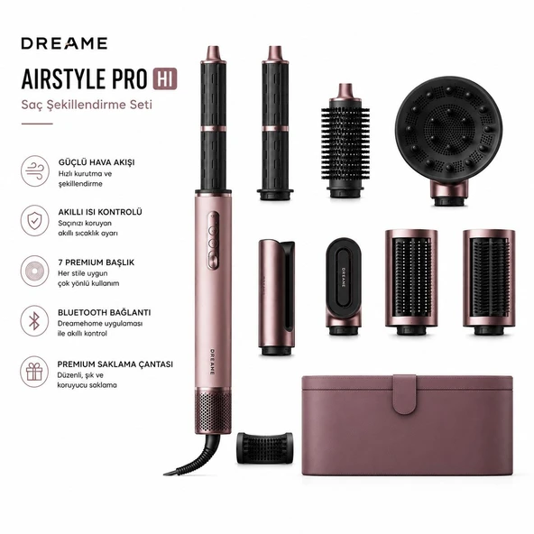 Dreame Airstyle Pro HI Pembe Yüksek Kaliteli Saç Şekillendirme Seti, 3 Kademeli Isı, Dalga Aparatı ürün görseli 1