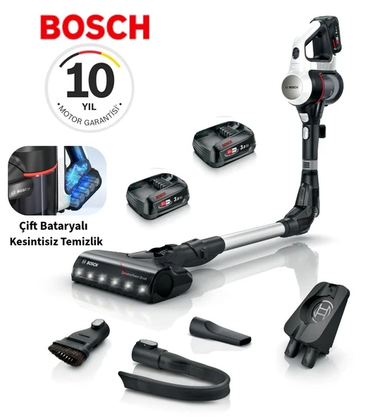 Bosch 10 yıl motor garantili Bükülebilir Gövde LED Işıklı Başlık Şarjlı Dikey Süpürge Çift Btaryalı Unlimited 7 BBS711TR ürün görseli 1
