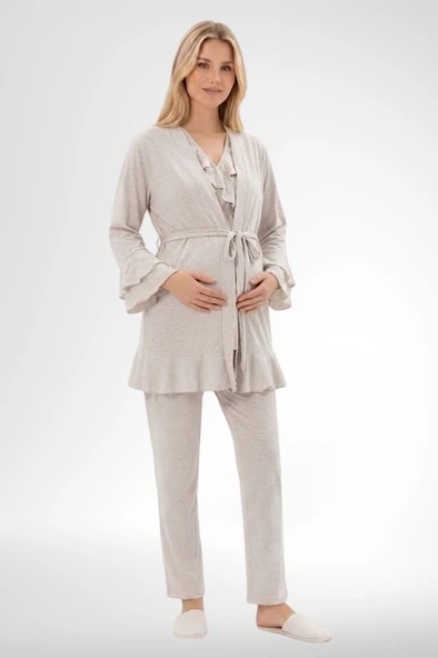 Mecit 6403 Vizon Sabahlıklı Lohusa Pijama Takımı ürün görseli 1