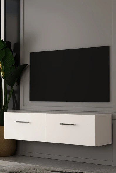 Dekortis Home Dekor 120DHDTDA2BG EROS DUVARA MONTE TV SEHPASI BEYAZ-GÜMÜŞ ürün görseli 1