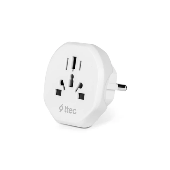 Ttec Akım Korumalı 10A/250V Amerikan/Avrupa/İngiliz Tipi Priz Dönüştürücü Priz Çevirici Adaptör Priz ürün görseli 1