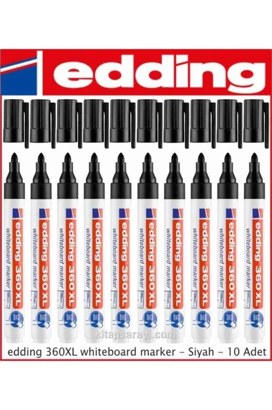 Edding 360 XL Beyaz Tahta Kalemi Siyah - 10 Adet ürün görseli 1