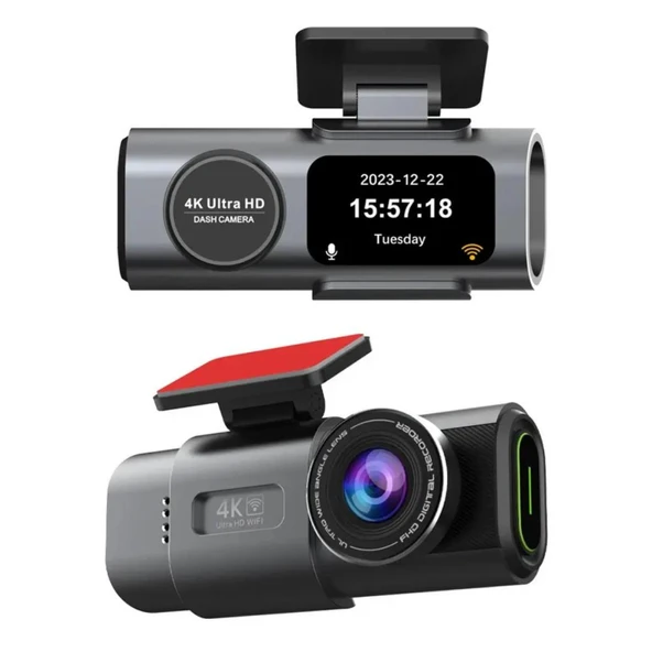 Polham 4K Ön ve Arka Kameralı Araç Kamerası, Wifi, Dahili GPS, G Sensörlü,Gece Görüşlü Araç Kamerası ürün görseli 1