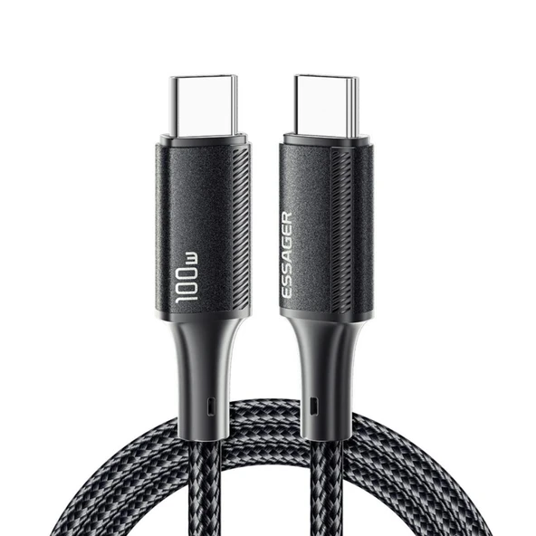 Essager 1 Metre PD 100W Süper Hızlı Type C To Type C Şarj Data Kablosu, E-marker Çipli Akıllı Şarj Kablosu ürün görseli 1