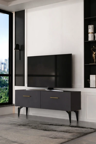 Dekortis Home Dekor 120DHDTS2AA EROS TV SEHPASI ANTRASİT-ALTIN ürün görseli 1