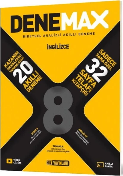 Hız Yayınları 8. Sınıf İngilizce Denemax 20 li Akıllı Deneme ürün görseli 1