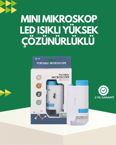 Led Aydınlatmalı 80–200 Kat Büyütmeli Cep Mikroskop ürün görseli 1