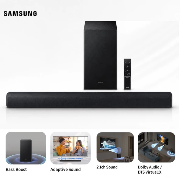Samsung Bluetooth+HDMI ARC+Optik Bağlantılı 300 W güçlü Soundbar & Ev Sinema Sistemi 2.1 kanal çevresel Akustik Ses ürün görseli 1