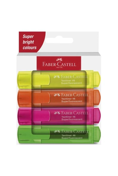Faber Castell Textlıner 46 Superfluorescent Colors Fosforlu Kalem Seti 4'lü ürün görseli 1