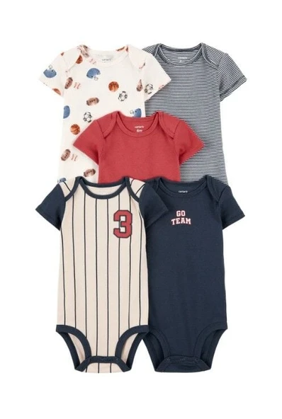 Carters Layette Erkek Bebek Kısa Kollu 5li Body 1T008810 Renkli ürün görseli 1