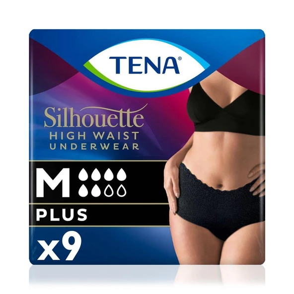 Tena Silhouette Plus Kadınlara Özel Yüksek Bel Emici Külot Siyah Medium 9 Adet ürün görseli 1