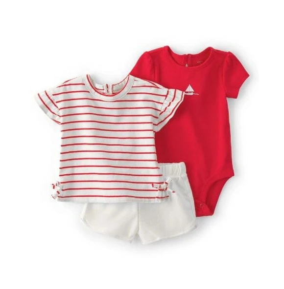 Carters Kız Bebek Body Şort Set 1U528810 Kırmızı ürün görseli 1