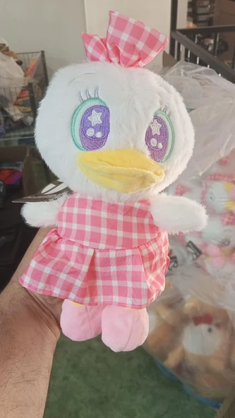 Oyuncak Peluş Sevimli Uyku Arkadaşı Pembe Elbiseli Ördek 25 cm ürün görseli 1