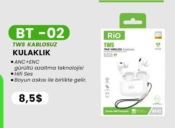 Kablosuz Kulaklık Hifi Ses ANC+ENC Gürültü Azaltma Özellikli ürün görseli 1