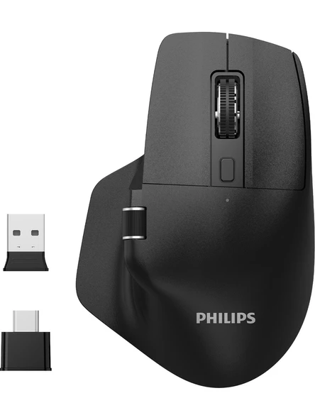 Philips SPK7858 Siyah Şarjlı Sessiz Optik Kablosuz Mouse ürün görseli 1