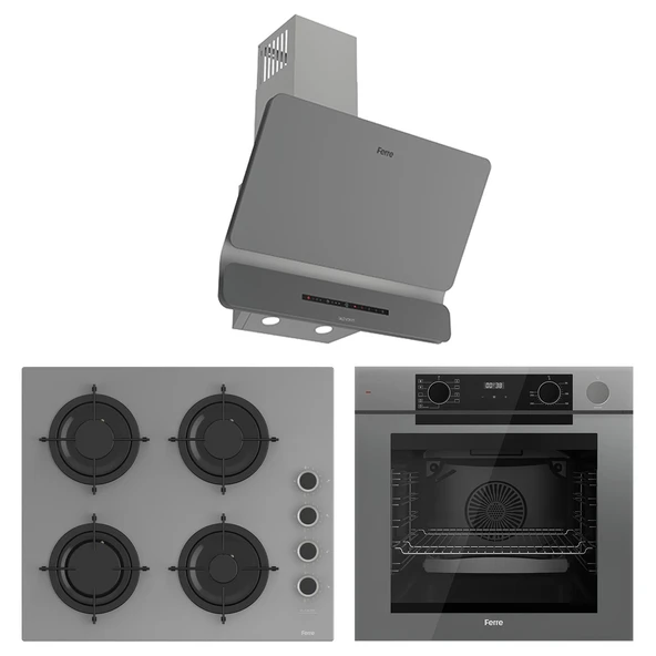 Ferre New Fryart & Steamart CS Seriisi Ultra Sessiz Gri Ankastre Set ( QEP64CPR-CS208FA-D082-SA ) ürün görseli 1