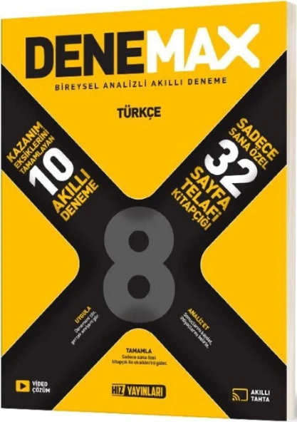 Hız Yayınları 8. Sınıf Türkçe Denemax 10 lu Akıllı Deneme ürün görseli 1