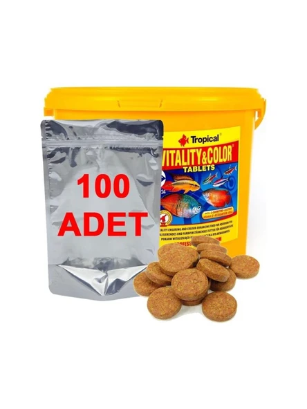 Tropical Vitality Color Tablets B 46 Gr 100 Adet  Balık Yemi Yüksel Protein Renk Arttırıcı ürün görseli 1