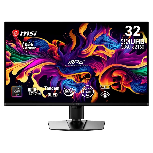 MSI MPG 322UR QD-OLED X24 31.5 3840x2160 4K UHD 240Hz 0.03 ms HDMI DP Type-C Vesa Display HDR True Black 500 AMD FreeSync Premium Pro QD-OLED Gaming Monitör ürün görseli 1