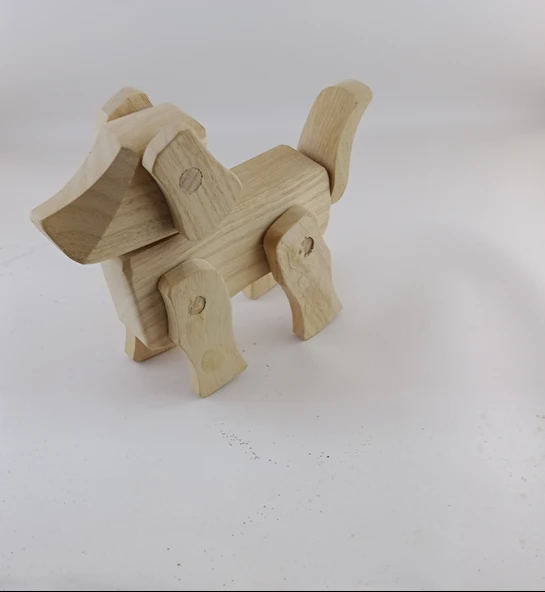 Woodile El Yapımı Doğal Ahşap Köpek Figürü Dekorasyon ve Oyuncak ürün görseli 1
