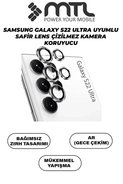Samsung S22 Ultra Uyumlu Safir Lens Çizilmez Dayanıklı Kamera Koruyucu ürün görseli 1