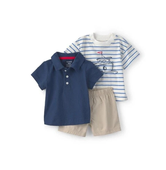 Carters Erkek Bebek Body Şort Set 1U744110 Mavi ürün görseli 1