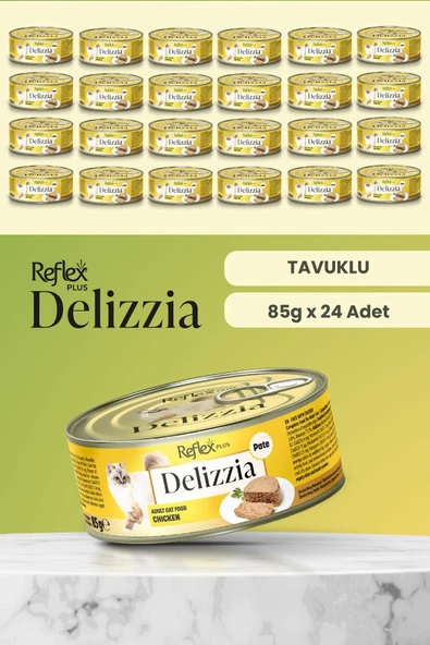 Reflex Plus Delizzia / Kıyılmış Tavuklu Yetişkin Kedi Maması 85g x 24 Adet ürün görseli 1
