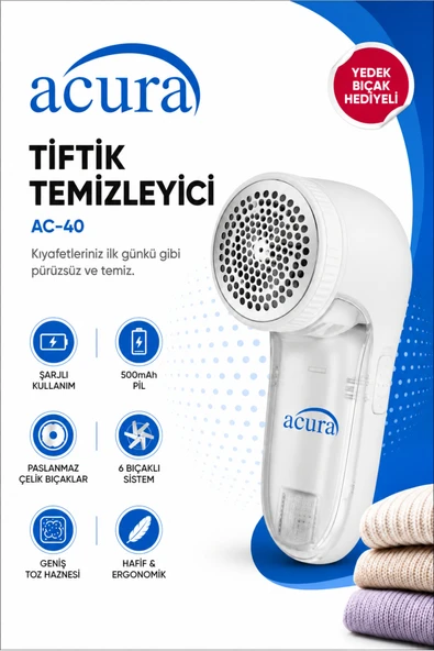 AC-40 6 Bıçaklı Şarjlı Tüy ve Tiftik Temizleyici ürün görseli 1
