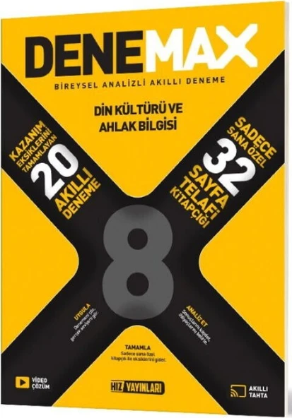 Hız Yayınları 8. Sınıf Din Kültürü ve Ahlak Bilgisi Denemax 20 li Akıllı Deneme ürün görseli 1