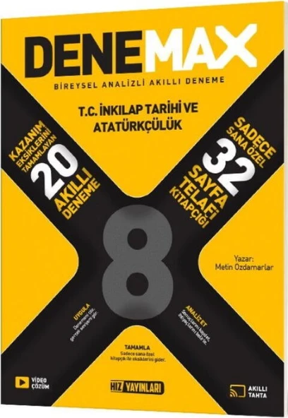 Hız Yayınları 8. Sınıf İnkilap Tarihi ve Atatürkçülük Denemax 20 li Akıllı Deneme ürün görseli 1