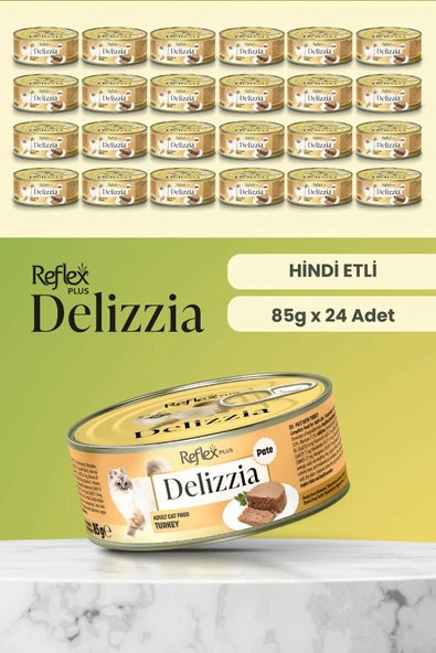 Reflex Plus Delizzia / Kıyılmış Hindi Etli Yetişkin Kedi Maması 85g x 24 Adet ürün görseli 1