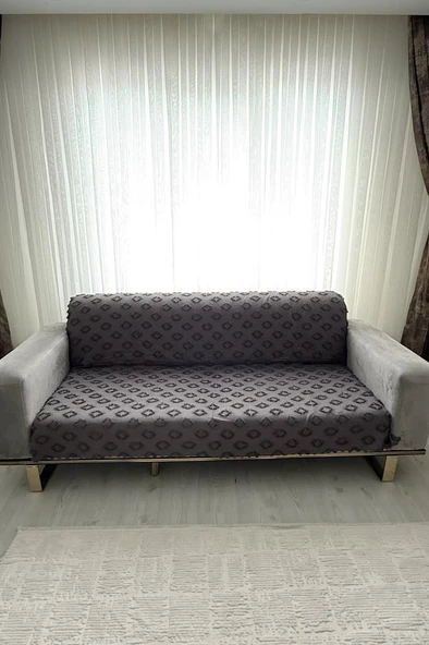 Fitilli Pondü 170x210 cm Kaymaz Taban Koltuk Örtüsü Antrasit ürün görseli 1