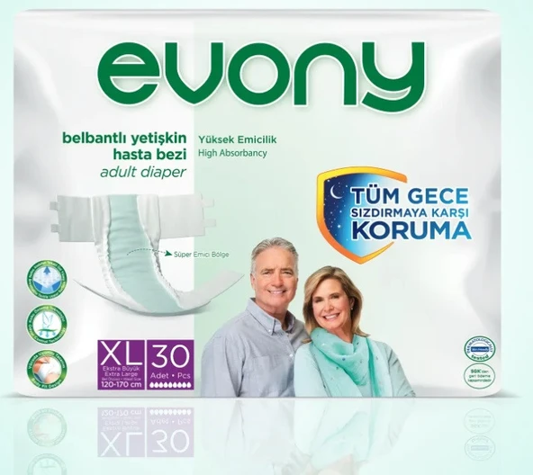 Evony Belbantlı Hasta Bezi XL-Extra Large Beden 30 Adet ürün görseli 1