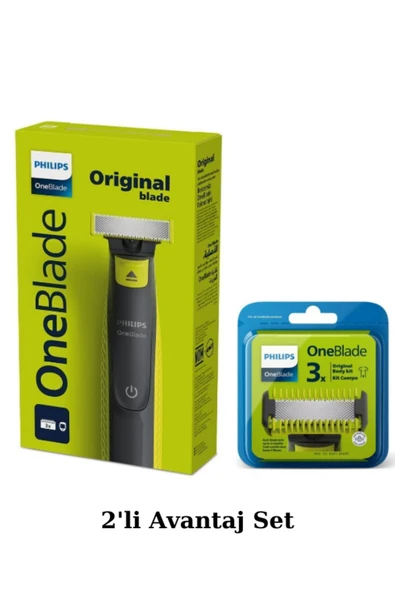 Philips Qp2724/10 Oneblade Yüz Ve Vücut Şekilendirici Qp630/51 3'lü Yedek Bıçak Avantaj Set ürün görseli 1