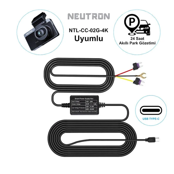 Neutron NTL-CC-02G-4K Type-C Park Modu Akü Bağlantı Kablo Kiti Hardwire Kit Sadece Neutron ile uyumludur ürün görseli 1