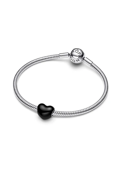 Metalik Siyah Kalp Charm - Resim 2