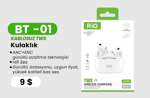 Kablosuz Kulaklık ANC+ENC Gürültü Engelleme ve Hifi Ses ürün görseli 1