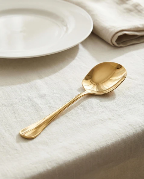 Gold Orta Boy Paslanmaz Çelik Servis Kaşığı & Profesyonel Sunum Gereci 21 cm ürün görseli 1