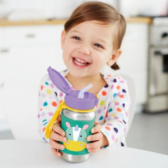 Skip Hop Zoo Pipetli Paslanmaz Çelik Suluk 350 ml Unicorn ürün görseli 1