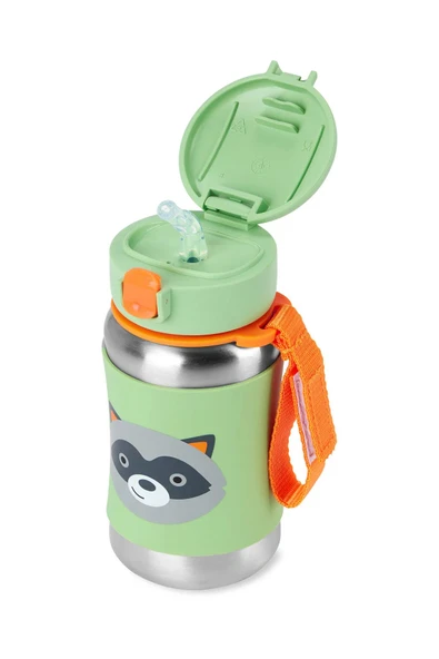 Skip Hop Zoo Pipetli Paslanmaz Çelik Suluk 350 ml Rakun ürün görseli 1