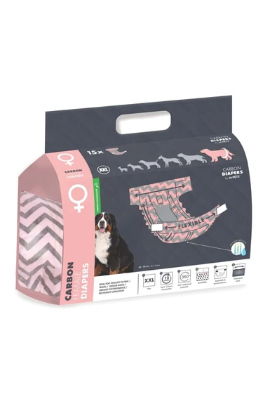 M-Pets CARBONLU DIAPERS DİŞİ KÖPEKLER İÇİN KÜLOT (XXL) 15Lİ ürün görseli 1