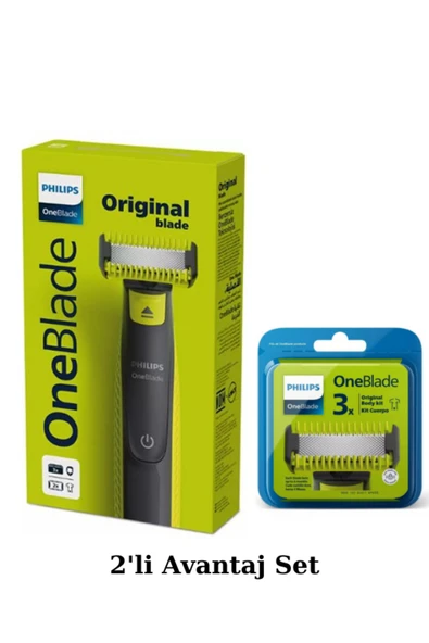 Philips Qp2824/10 Oneblade Yüz Ve Vücut Şekilendirici Qp630/51 3'lü Yedek Bıçak Avantaj Set ürün görseli 1