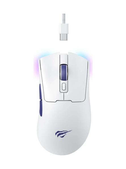 Havit Gamenote MS966WB Beyaz RGB Şarjlı Optik Kablolu/Kablosuz Oyuncu Mouse ürün görseli 1
