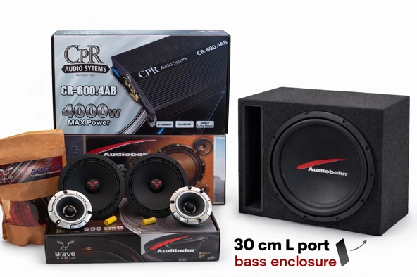 Yönetmeliğe Uygun Araç Ses Tesisatı 2Tk 16cm Mid + 30cm Bass + 1tk 10cm Tiz + Amfi + Kablo Seti ürün görseli 1