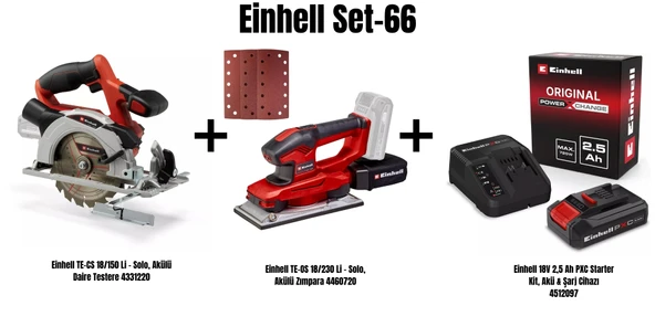 Einhell Set-66(Einhell Akülü Daire Testere+Akülü Zımpara+18V 2,5 Ah Akü & Şarj Cihazı) ürün görseli 1