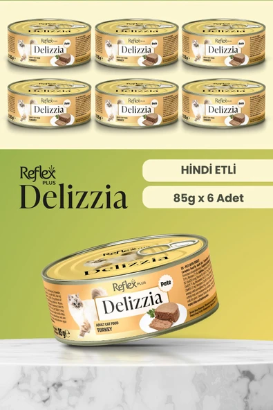 Reflex Plus Delizzia / Kıyılmış Hindi Etli Yetişkin Kedi Maması 85g x 6 Adet ürün görseli 1