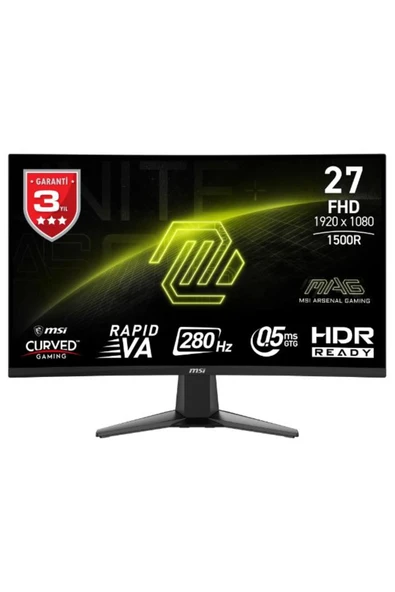 MSI 27" MAG 276CXF FHD CURVE 1500R RAPID VA 280HZ 0.5MS GTG ADAPTIVE-SYNC GAMING MONIT ürün görseli 1